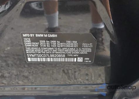 2020 BMW X3 M Competition из США, поврежденный, VIN 5YMTS0C07L9B20858